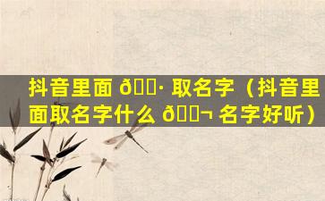 抖音里面 🌷 取名字（抖音里面取名字什么 🐬 名字好听）